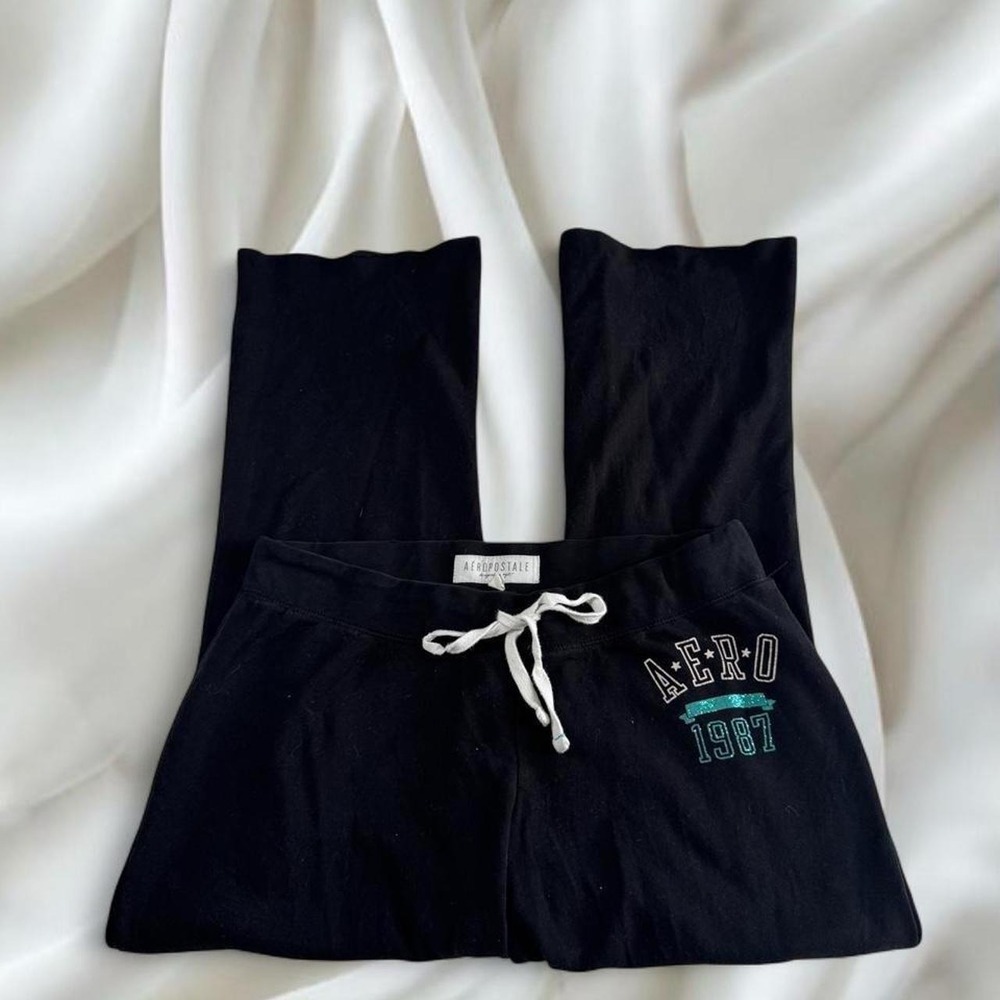 Aeropostale black teal flare sweatpants Y2K vintage mcbling women's x-large